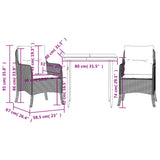 3 Piece Garden Dining Set with Cushions Grey Poly Rattan 3212004