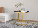 331662 Side Table Gold and Black 45 cm Tempered Glass