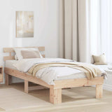 Bed Frame with Headboard Natural 90 x 200 cm Solid Pine Wood 872458