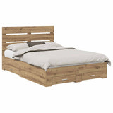 Bed Frame with Drawer Artisan Oak 140 x 190 cm Engineered Wood 3411979