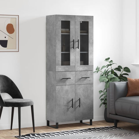 Highboard Concrete Grey 69.5x34x180 cm Engineered Wood 3198557
