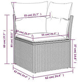 Garden Sofa with Cushion 4 pcs Grey and navy Poly rattan 366163