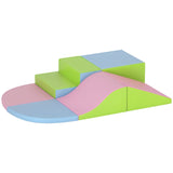 6 Piece Soft Play Equipment for Kids Climb and Crawl, Pink T3398P378904