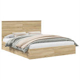 Storage Bed with Drawer Sonoma Oak 160 x 200 cm Engineered Wood 3411189