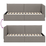 Corner Bed Frame with Headboard Taupe 90 x 200 cm Fabric 42016468