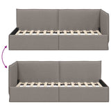 Corner Bed Frame with Headboard Taupe 90 x 190 cm Fabric 42016460