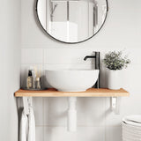 Basin Shelf Wall Mounted Steel and Solid Wood Beech 3302366