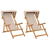 Deck Chair 2 pcs 3 Position Solid Eucalyptus Wood Beige 3407814