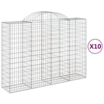 Arched Gabion Baskets 10 pcs 200x50x140/160 cm Galvanised Iron 3146370