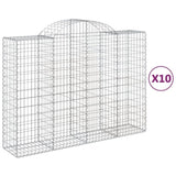 Arched Gabion Baskets 10 pcs 200x50x140/160 cm Galvanised Iron 3146370