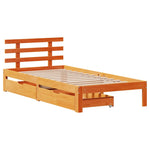 ZNTS Bed Frame with Drawers without Mattress Wax Brown 75x190 cm Small Single 3302020