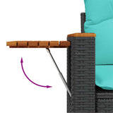 6 Piece Garden Sofa Set with Cushions Black Poly Rattan Acacia 3328128