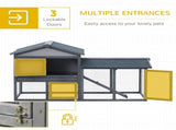 Wooden Rabbit Hutch Outdoor, Double Tier with Water-Resistant Roof, Ramp 147 x 54 x 84 cm, Grey T3398P375356