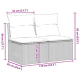 2 Piece Garden Sofa Set with Cushions Brown Poly Rattan Acacia 3325249