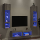 6 Piece TV Wall Units with LED Grey Sonoma Engineered Wood 3216627