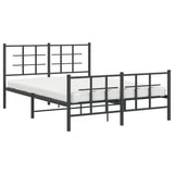 Bed Frame Black Powder-Coated Steel 140x190 cm Modern Bed Frame 355579
