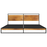 Bed Frame Black Powder-coated metal, Melamine coated MDF Super King 324867