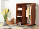 Open Wardrobe on Wheels, Bedroom Wardrobe with Clothes Hanging Rail, 3 Storage Shelves, Mobile T3398P328078