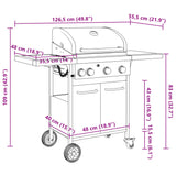 Gas BBQ Grill with 4 Burners Black Powder-coated Steel 367584
