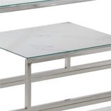 Console Table Silver Stainless Steel and Tempered Glass 350003