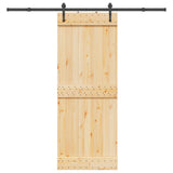 Sliding Door with Hardware Set 80x210 cm Solid Wood Pine 3332695