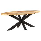 321675 Dining Table Oval 200x100x75 cm Rough Mango Wood