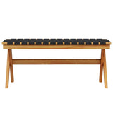 Garden Bench Black Solid Wood Acacia and Fabric 366514