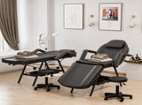 Salon Beauty Bed and Hydraulic Stool, Adjustable 3-Section Massage Table w/Detachable Head Cushions, 33915374