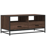 ZNTS Coffee Table Brown Oak 100x50x45 cm Engineered Wood and Metal 848788