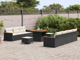 Garden Sofa Set with Cushion 14 pcs Black and Cream Poly Rattan 3364955