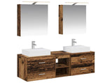 Bathroom Furniture Set 5 pcs Old Wood Engineered Wood and Glass 3406797