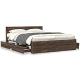 Bed Frame with Headboard without Mattress Brown Oak 160x200 cm 3295554