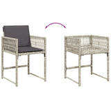 5 Piece Garden Dining Set with Cushions Light Grey Poly Rattan 3211439