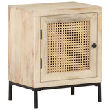 Bedside Cabinet 40x30x50 cm Solid Mango Wood and Natural Cane 323509