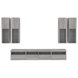 7 Piece TV Wall Cabinet Set with LED Lights Grey Sonoma 3216776