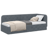 Corner Bed Frame with Headboard Dark Grey 80 x 200 cm Velvet 42016514
