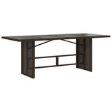 Garden Table with Glass Top Brown 190x80x74 cm Poly Rattan 365305