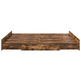 Storage Bed Frame Smoked Oak 200 x 200 cm Engineered Wood 3335265