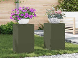 Plant Stand 2 pcs Olive green 24 x 24 x 55 cm Steel 865816