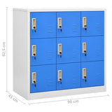 Locker Cabinets 2 pcs Light Grey and Blue 90x45x92.5 cm Steel 3095240