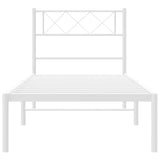 Metal Bed Frame without Mattress with Headboard White 100x200cm 372321
