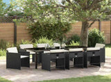Garden Dining Set 9 pcs Black Poly Rattan 3380688