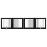Foldable Dog Gate with Stands 4 pcs Black Oak 321 cm 892079