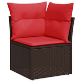 8 Piece Garden Sofa Set with Cushions Brown Poly Rattan Acacia 3326525