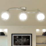 Ceiling Lamp with Glass Shades on Waving Rail for 3 E14 Bulb 240986