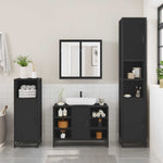 ZNTS 3 Piece Bathroom Furniture Set Black Engineered Wood 3301090