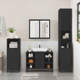 ZNTS 3 Piece Bathroom Furniture Set Black Engineered Wood 3301090