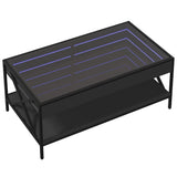 ZNTS Coffee Table with Infinity LED Black 90x50x38 cm 847707