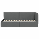 Corner Bed Frame with Headboard Dark grey 90 x 190 cm Fabric 42016456