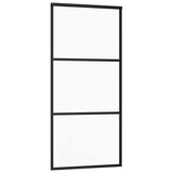 Sliding Door with Hardware Set Black 90x205 cm ESG Glass 3375922